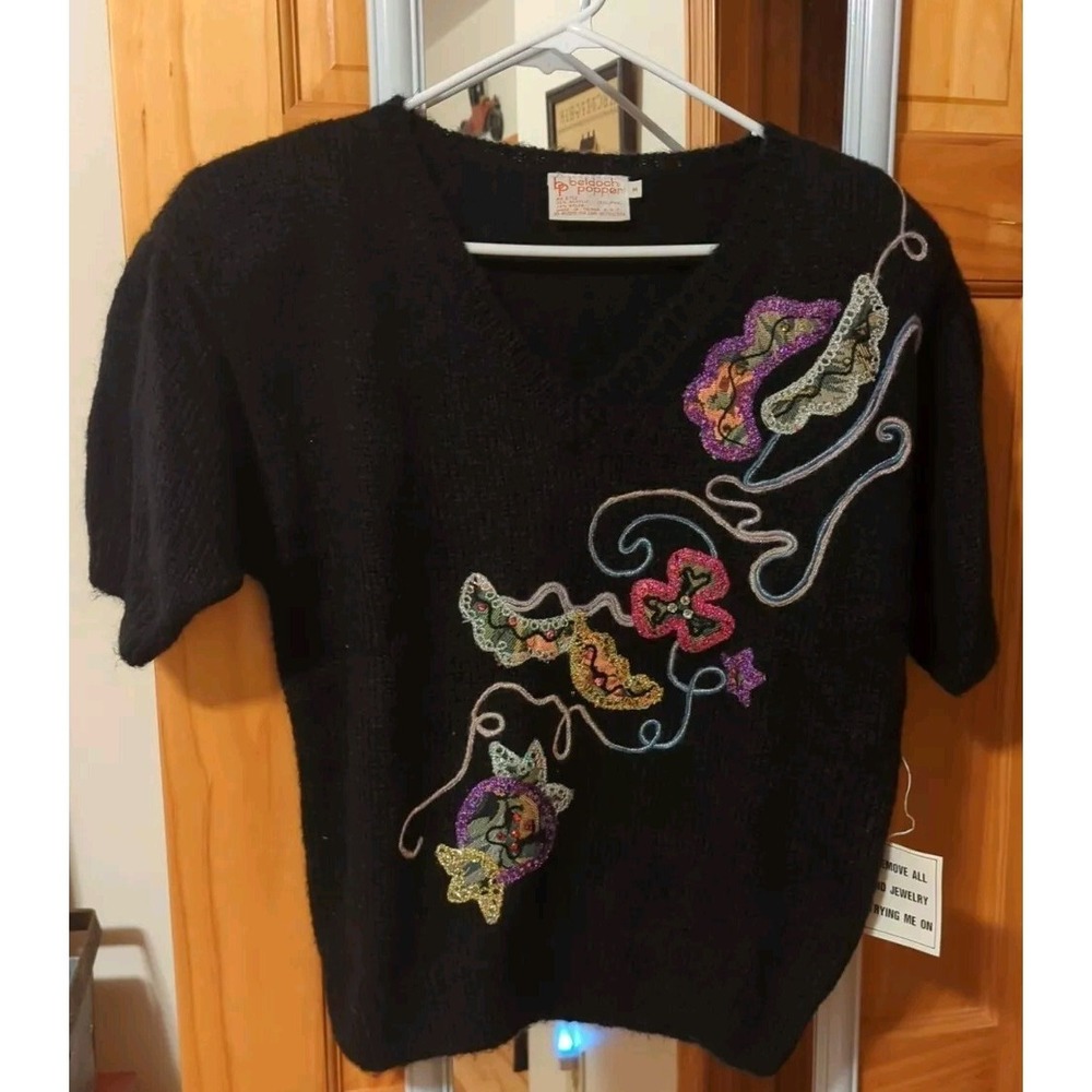 VINTAGE NWT Beldoch Popper Womens Sweater‎ Applique Knit Size Medium